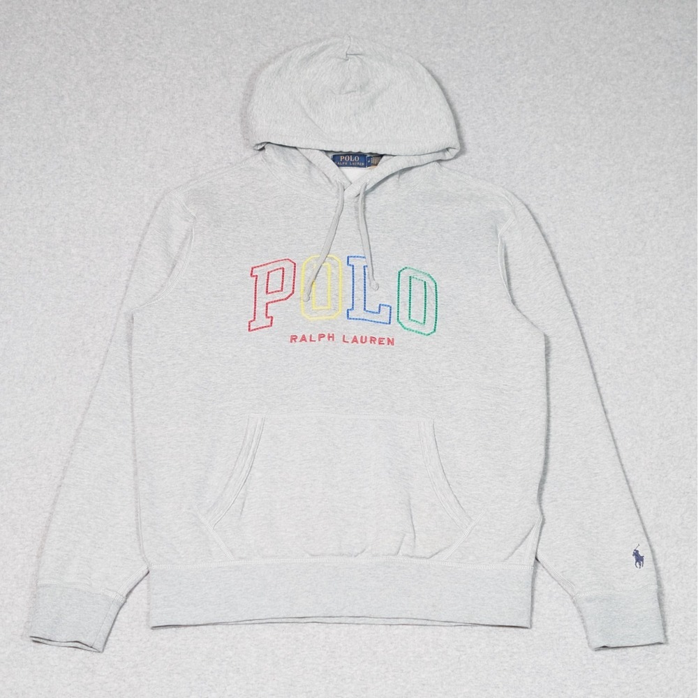 Polo Ralph Lauren The RL Fleece Hoodie Mens Medium Drawstring Sweatshirt Gray